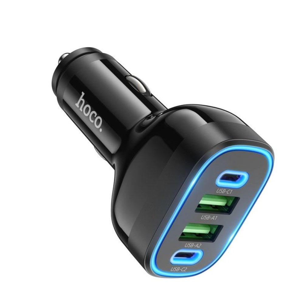 hoco NZ11 Guide PD72W Type-Cx2 + USBx2 Car Fast Charging Charger(Black)