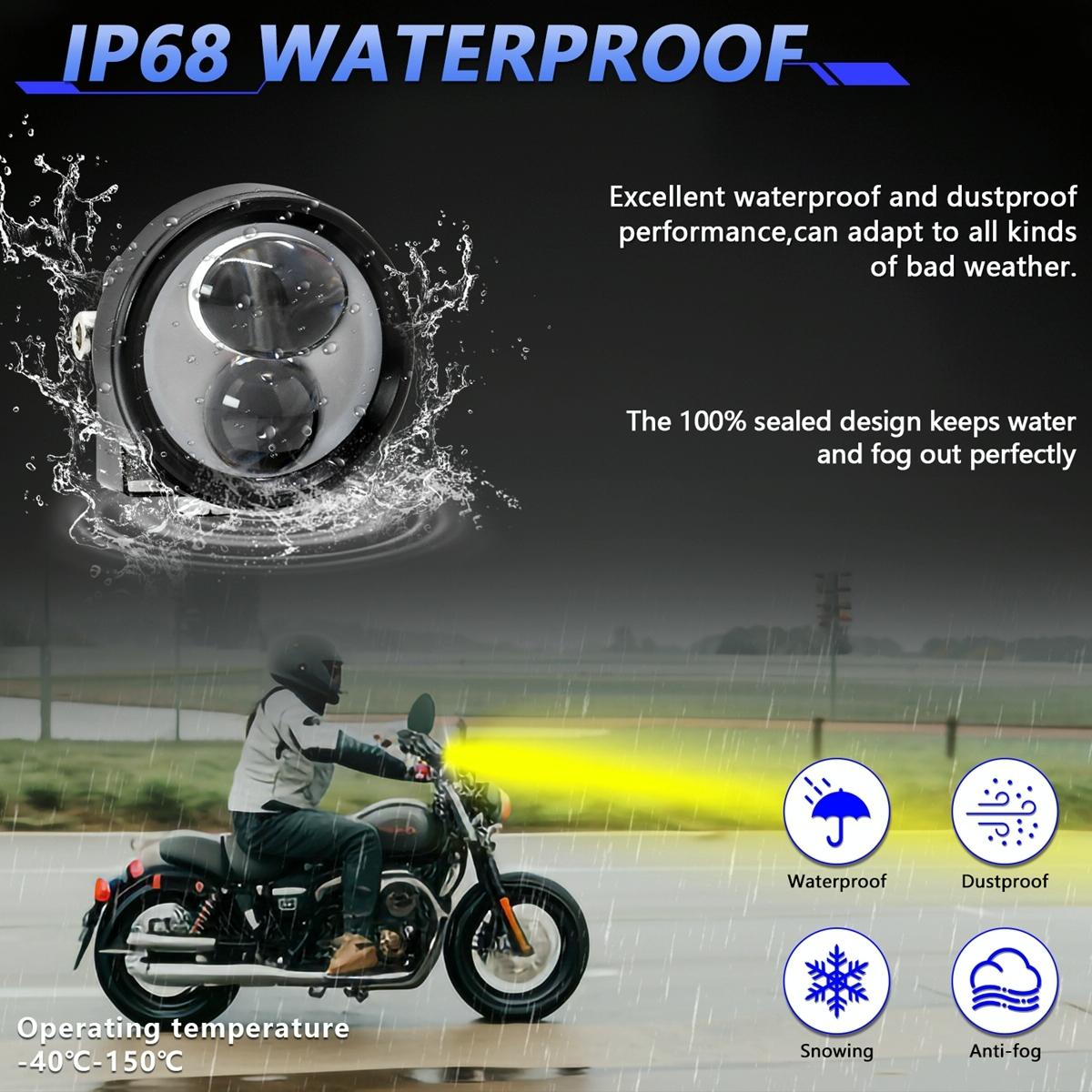 SD1 12W IP68 Waterproof Motorcycle Gourd Lens Spotlight(Black)