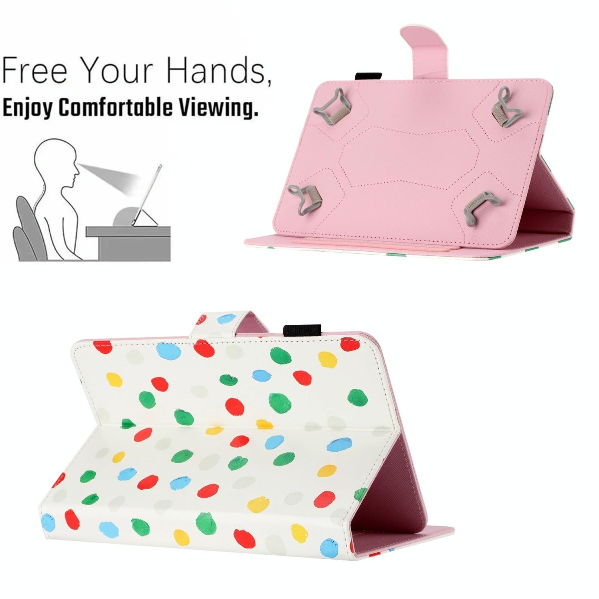 10 inch Dot Pattern Leather Tablet Case(White Colorful Dot)