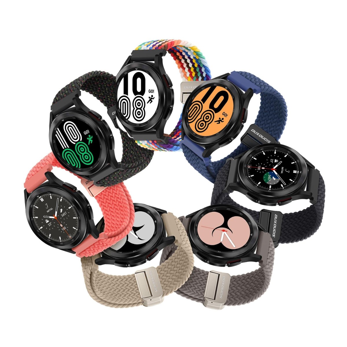 DUX DUCIS Mixture Pro Series Magnetic Buckle Nylon Braid Watch Band, Size:22mm(Rainbow)