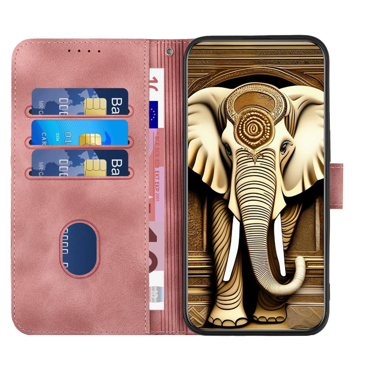 For Huawei Y7 2019 YX0060 Elephant Head Embossed Phone Leather Case with Lanyard(Pink)