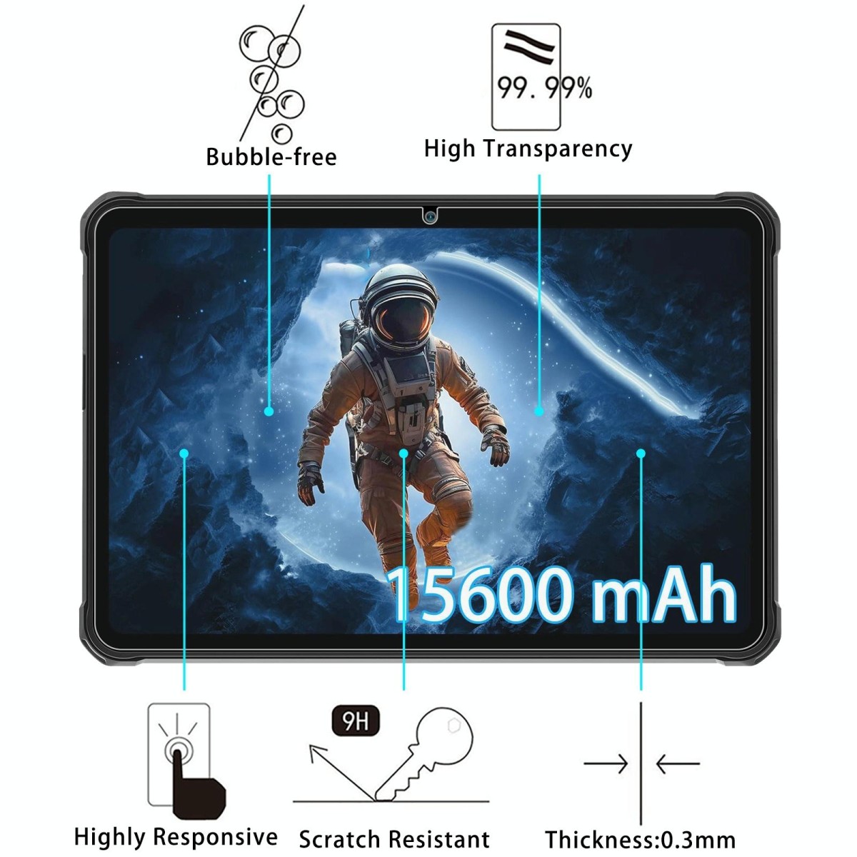 For HOTWAV R7 Rugged 10.1 2pcs 9H 0.3mm Explosion-proof Tempered Glass Film