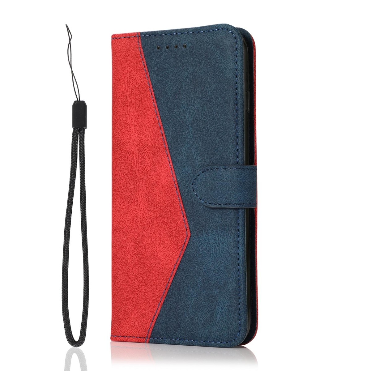 For Motorola Moto G14 4G Dual-color Stitching Leather Phone Case(Red Blue)