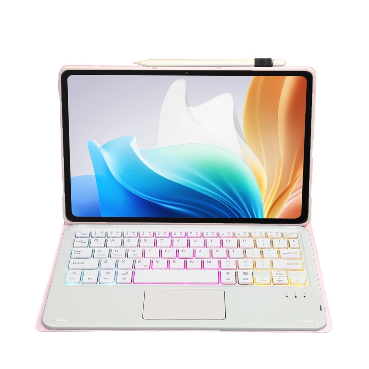For OPPO Pad Air2 11.4 inch OP14-AS TPU Ultra-thin Detachable Backlight Bluetooth Keyboard Leather Case with Touchpad(Pink)