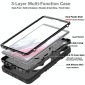 For Samsung Galaxy Tab A7 Lite X Rotation PC Hybrid Silicone Tablet Case with Strap(Full Black)