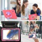 For Samsung Galaxy Tab A8 X200 X Rotation PC Hybrid Silicone Tablet Case with Strap(Red Purple)