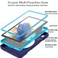 For Samsung Galaxy Tab A8 X200 X Rotation PC Hybrid Silicone Tablet Case with Strap(Navy Sky Blue)