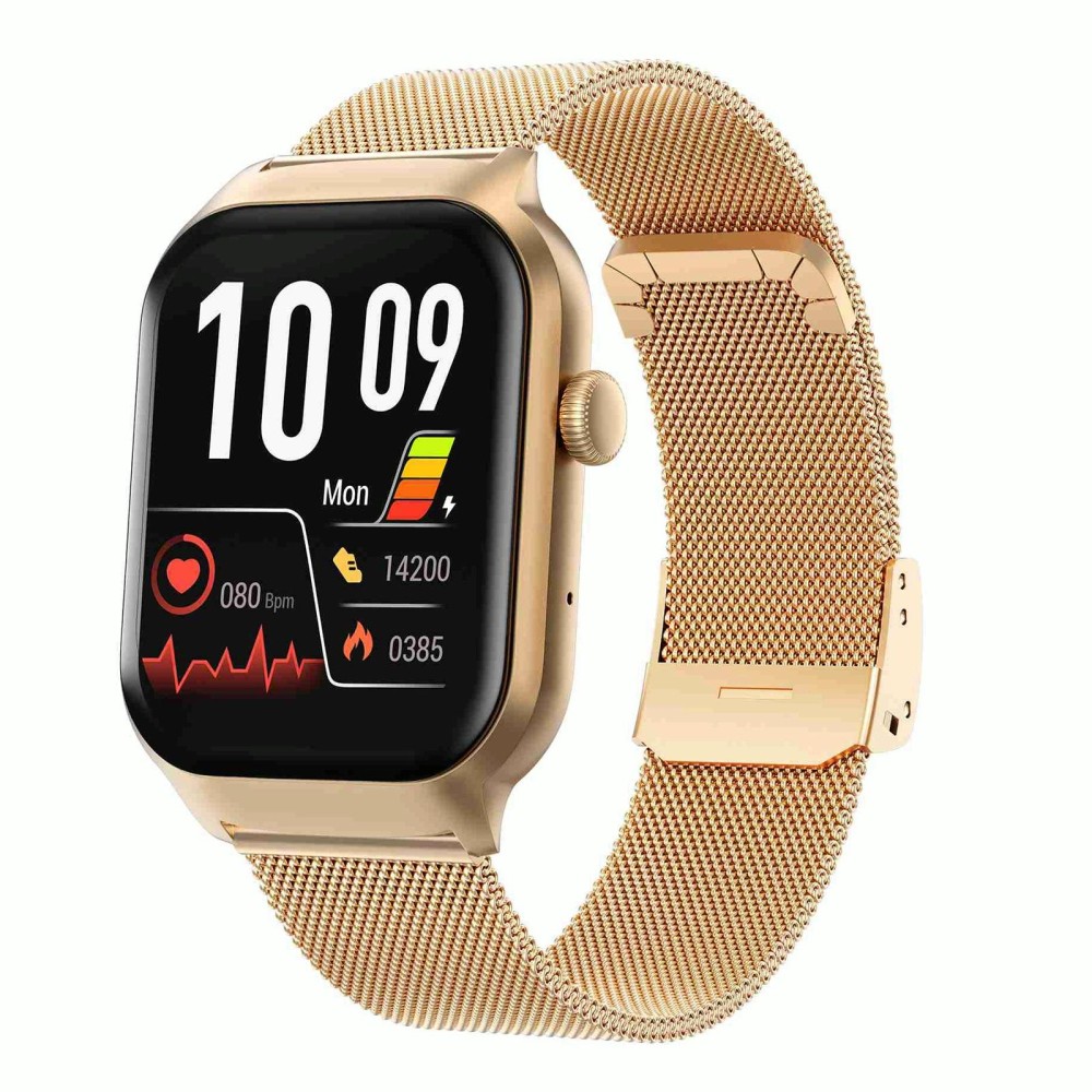 2.01 inch Milanese Steel Strap Bluetooth Call Smart Watch Support Heart Rate Monitoring / Non-invasive Blood Sugar(Gold)