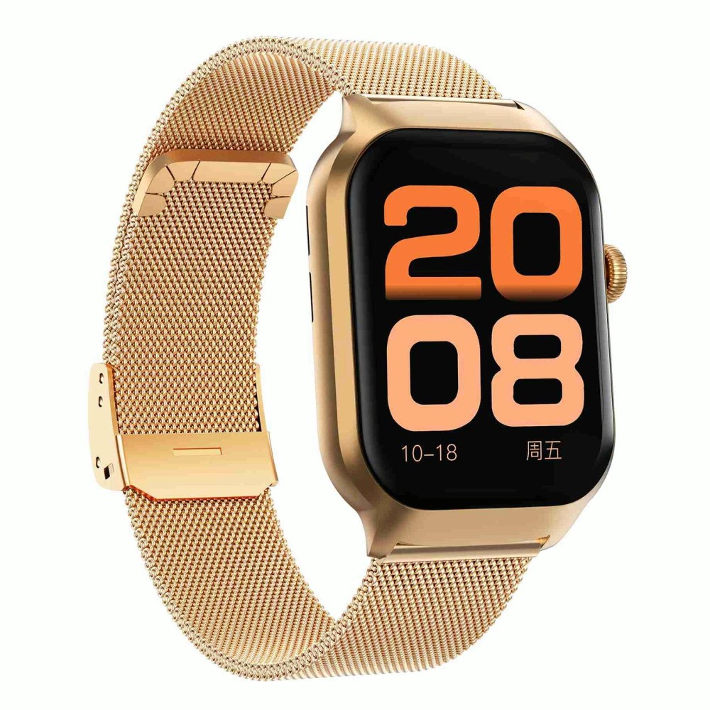 2.01 inch Milanese Steel Strap Bluetooth Call Smart Watch Support Heart Rate Monitoring / Non-invasive Blood Sugar(Gold)