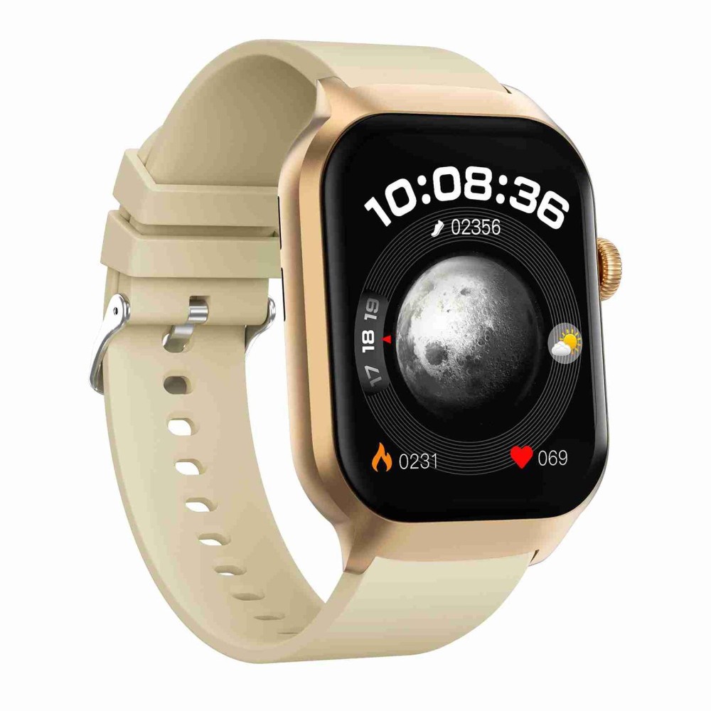 2.01 inch Silicone Strap Bluetooth Call Smart Watch Support Heart Rate Monitoring / Non-invasive Blood Sugar(Light Yellow)