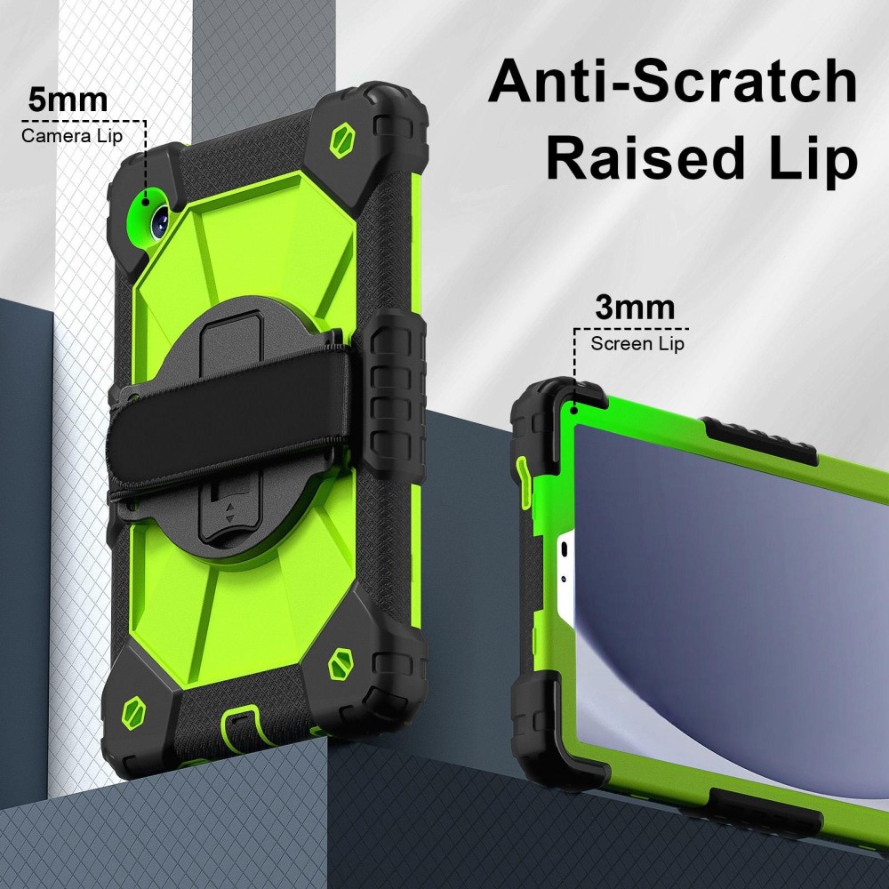 For Samsung Galaxy Tab A9 X115 Contrast Color Robot C2 Silicone Hybrid PC Tablet Case(Black Yellow Green)