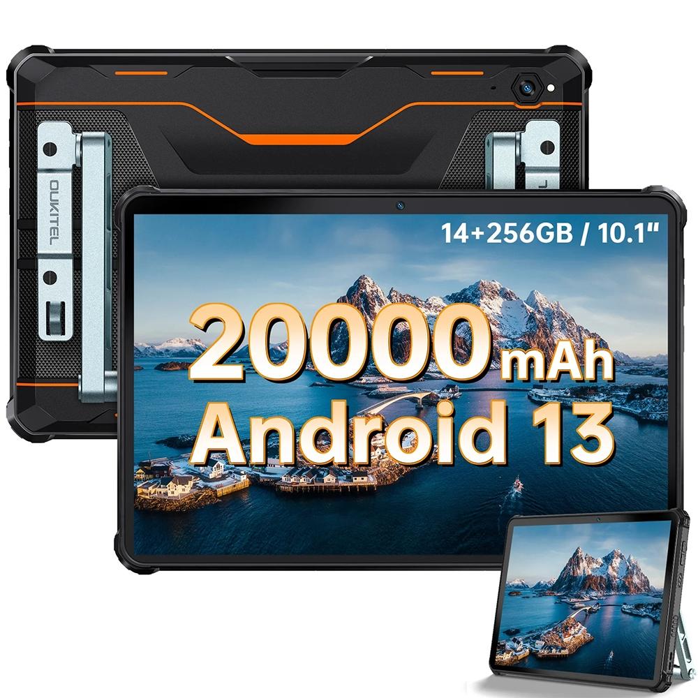 [HK Warehouse] OUKITEL RT6 4G Network IP68/IP69K Rugged Tablet, 8GB+256GB, 10.1 inch Android 13 MediaTek MT8788 Octa Core Support Dual SIM, EU Plug(Black)