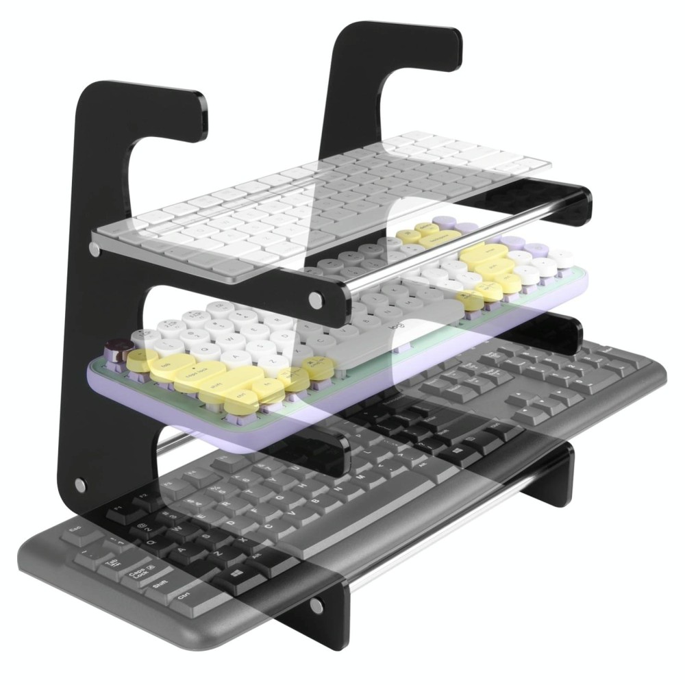 Acrylic Keyboard Storage Bracket Three Layer Keyboard Display Stand(Black)