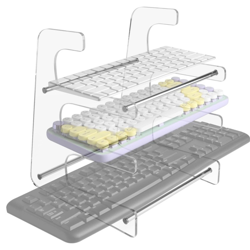 Acrylic Keyboard Storage Bracket Three Layer Keyboard Display Stand(White)