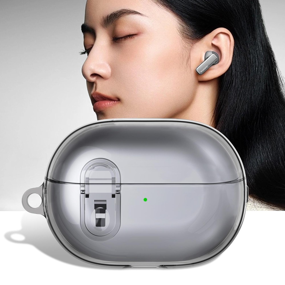 For Huawei FreeBuds Pro 3 Wireless Earphone TPU+PC Protective Case with Metal Buckle(Transparent Black)