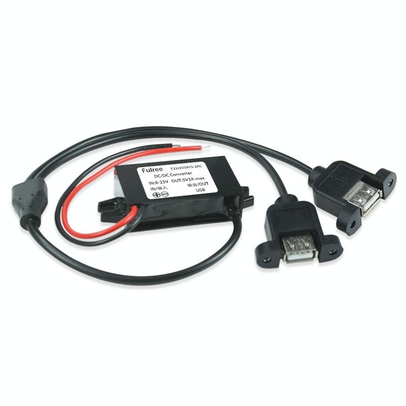 12V to 5V 3A Car Power Converter DC Module Voltage Regulator, Style:Dual USB with Ears