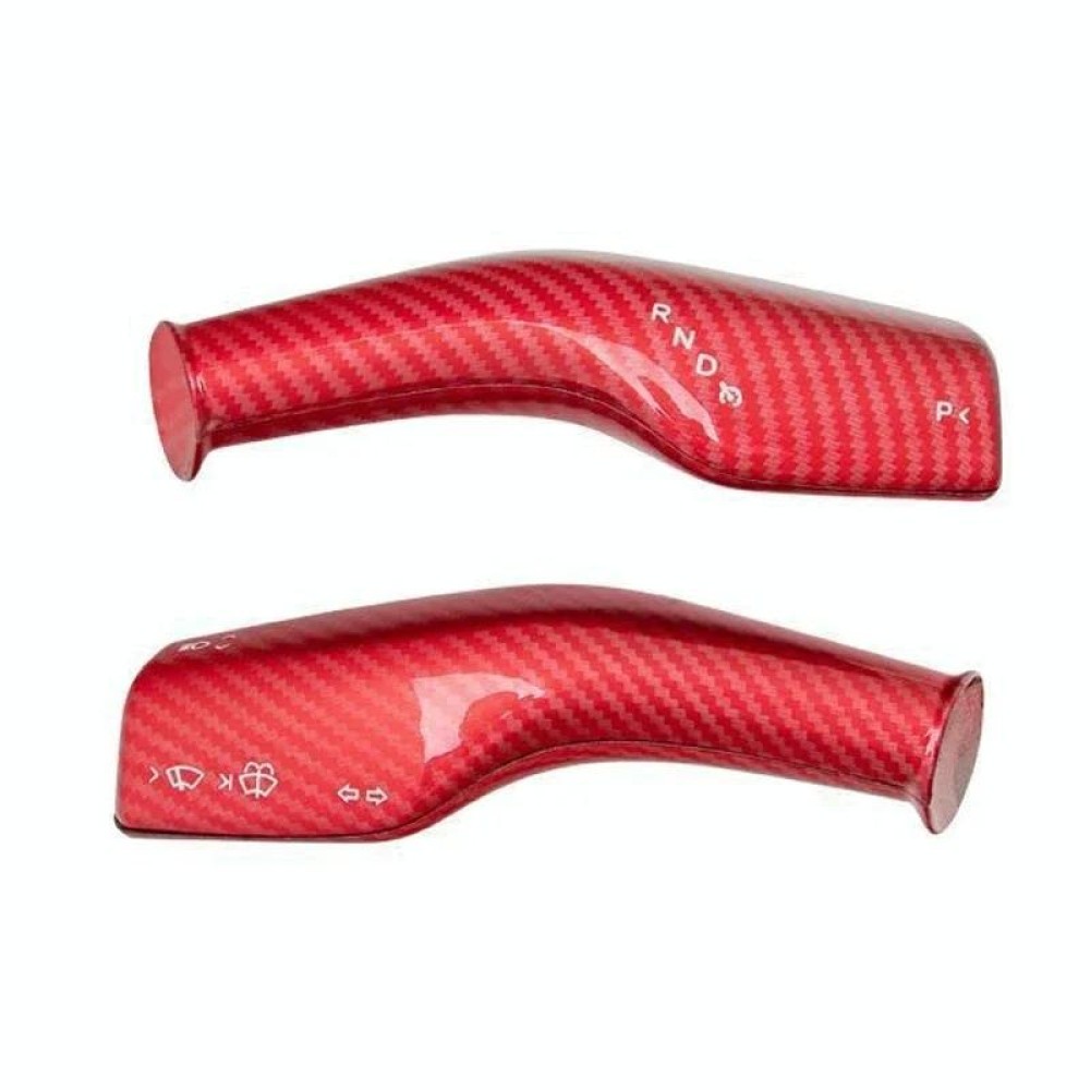 For Tesla Model 3 / Y Car Turn Signal Lever Carbon Fiber Pattern Protective Cover(Bright Red)
