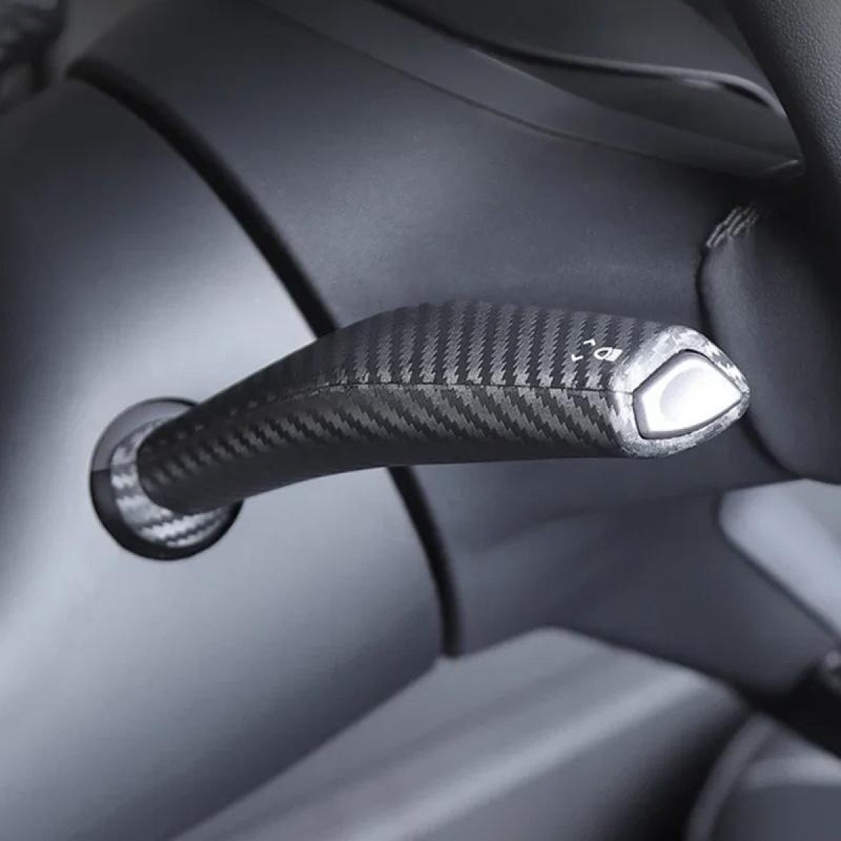 For Tesla Model 3 / Y Car Turn Signal Lever Carbon Fiber Pattern Protective Cover(Matt Black)