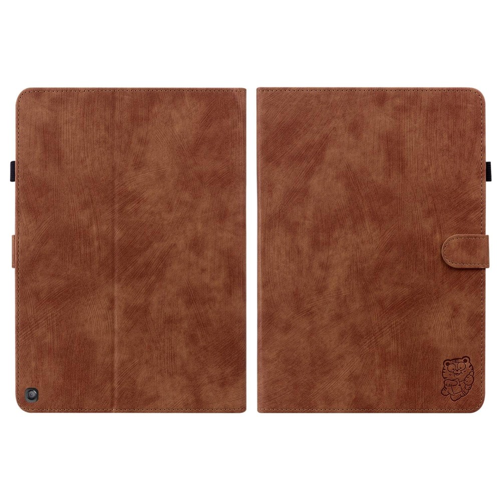 For Amazon Fire HD 10 2023 Tiger Pattern Flip Leather Tablet Case(Brown)