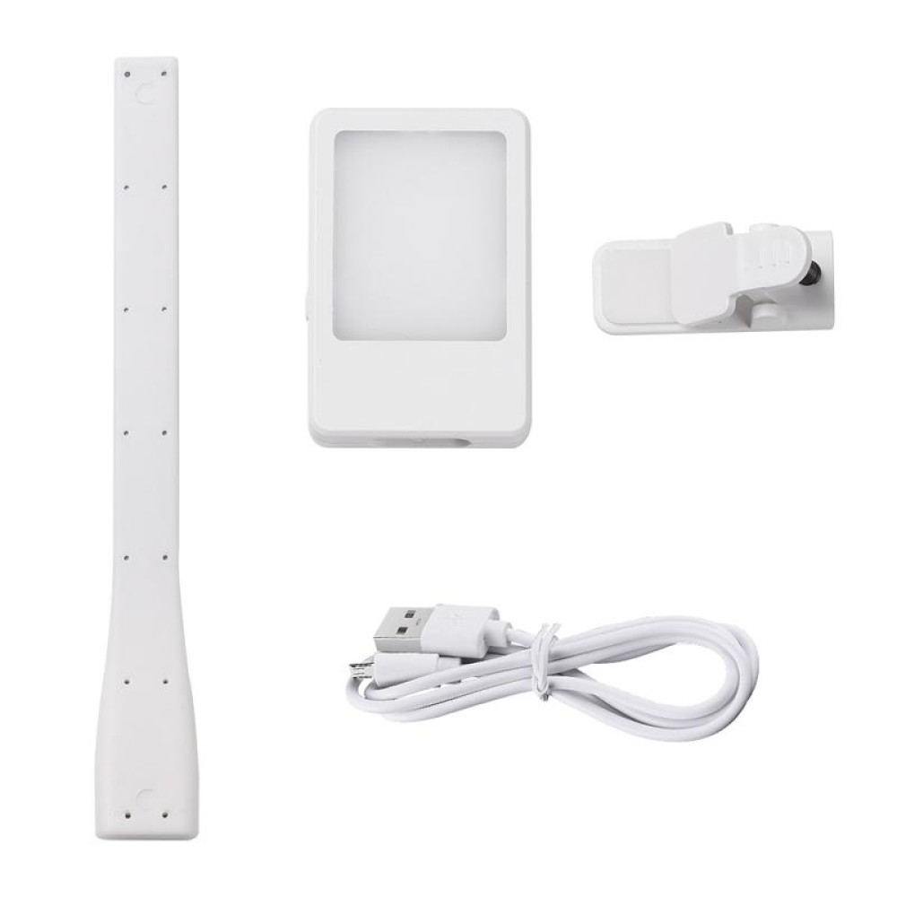 LED Reading Light Clip Book USB Charging Mini Bedside Learning Lamp(White)