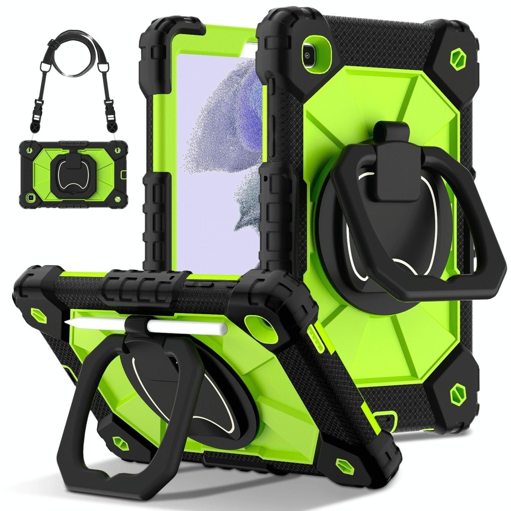 For Samsung Galaxy Tab A7 Lite 2021 Contrast Color Robot Silicone Hybrid PC Tablet Case(Black Yellow Green)