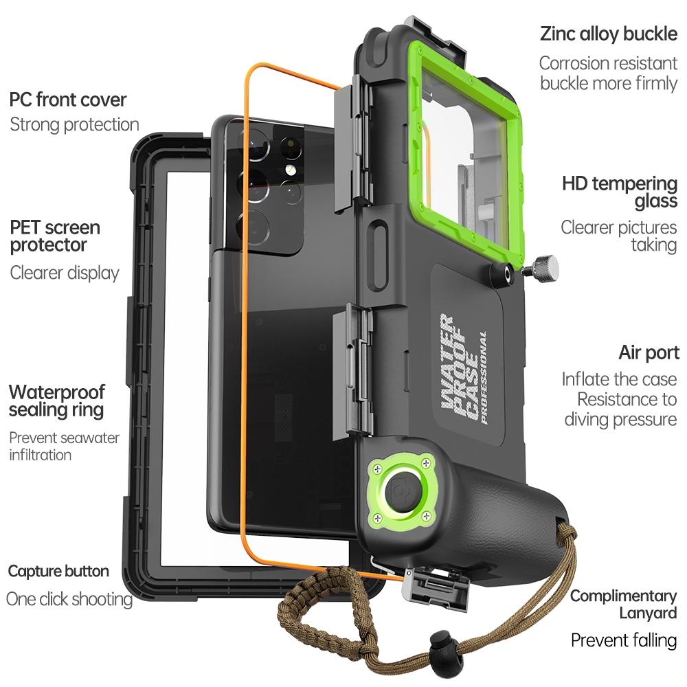 Diving Shell Gen2 Upgrade IP68 Waterproof Phone Case(Black Green)