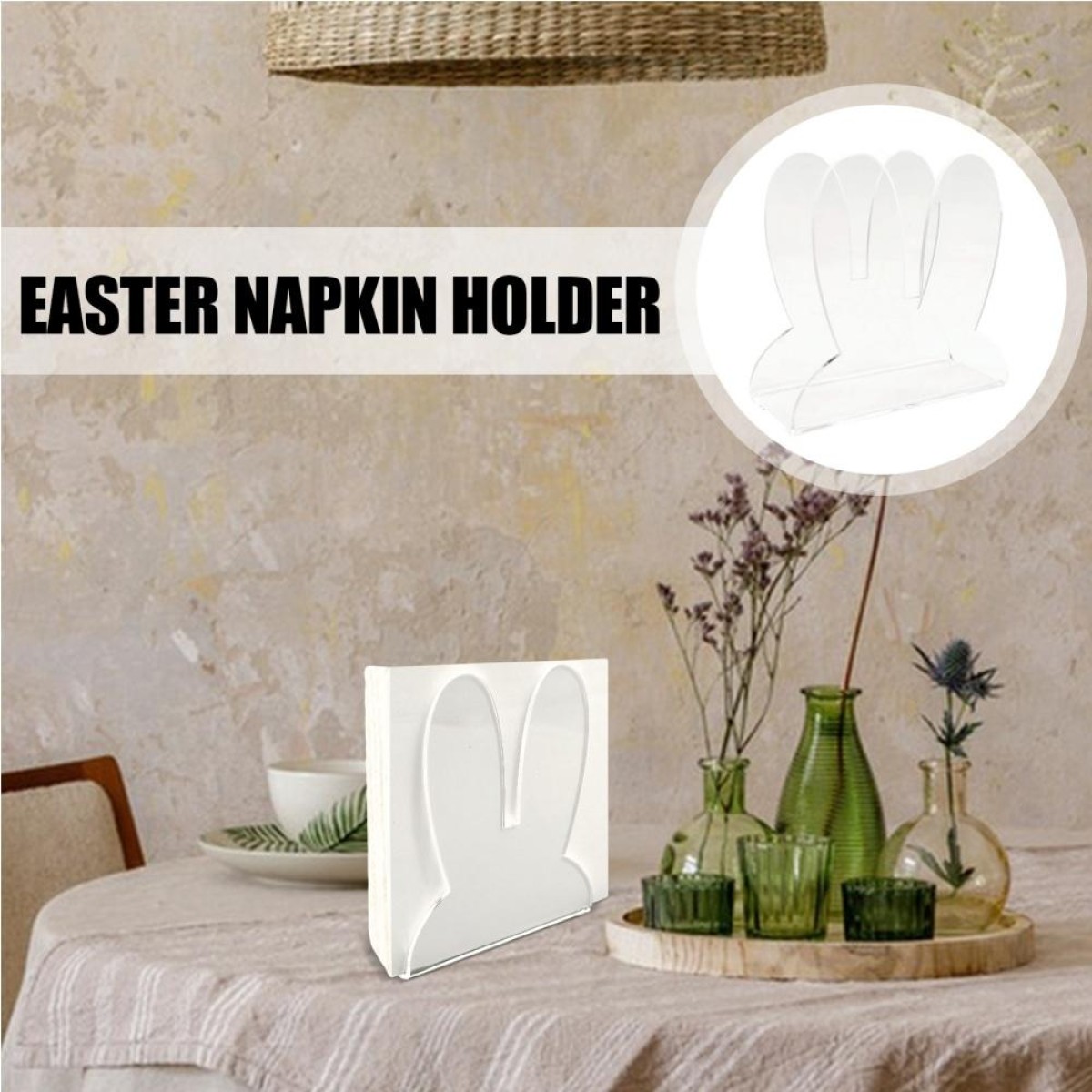 Acrylic Easter Bunny Ears Shape Napkin Storage Rack