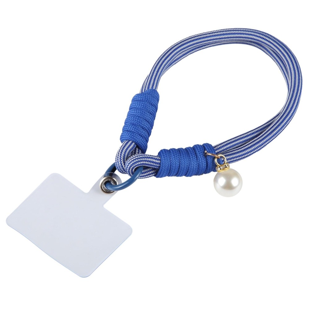Dopamine Color Pearl Round Twist Rope Short Lanyard(Blue)