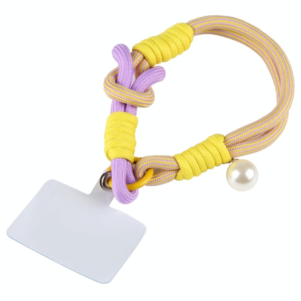 Pearl Splicing Round Twist Rope Short Lanyard(Yellow Purple)