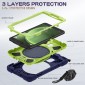 For Samsung Galaxy Tab Active5 X300 Silicone Hybrid PC Tablet Case with Holder & Shoulder Strap(Navy Blue Olivine)