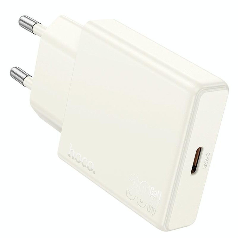 hoco N44 Biscuit PD30W Single Port Type-C Charger, EU Plug(White)