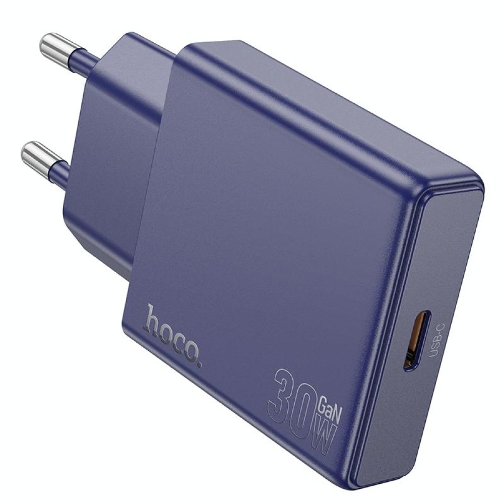 hoco N44 Biscuit PD30W Single Port Type-C Charger, EU Plug(Blue)