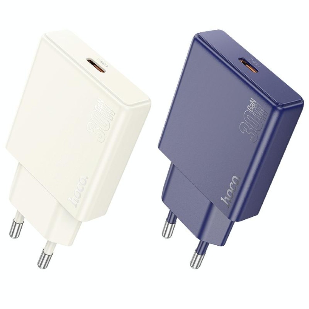 hoco N44 Biscuit PD30W Single Port Type-C Charger, EU Plug(Blue)