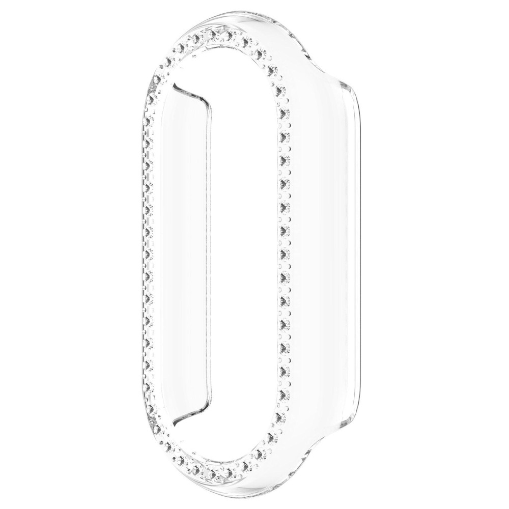 For Xiaomi Mi Band 8 Diamond Half Pack Hollow PC Watch Protective Case(Transparent)