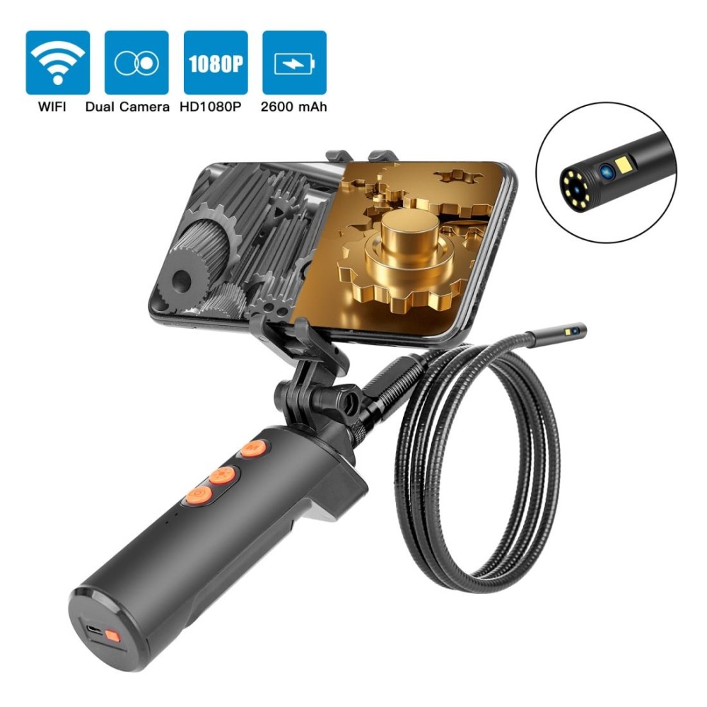 F280 1080P IP68 Waterproof Dual Camera WiFi Digital Endoscope, Length:5m Snake Tube(Black)