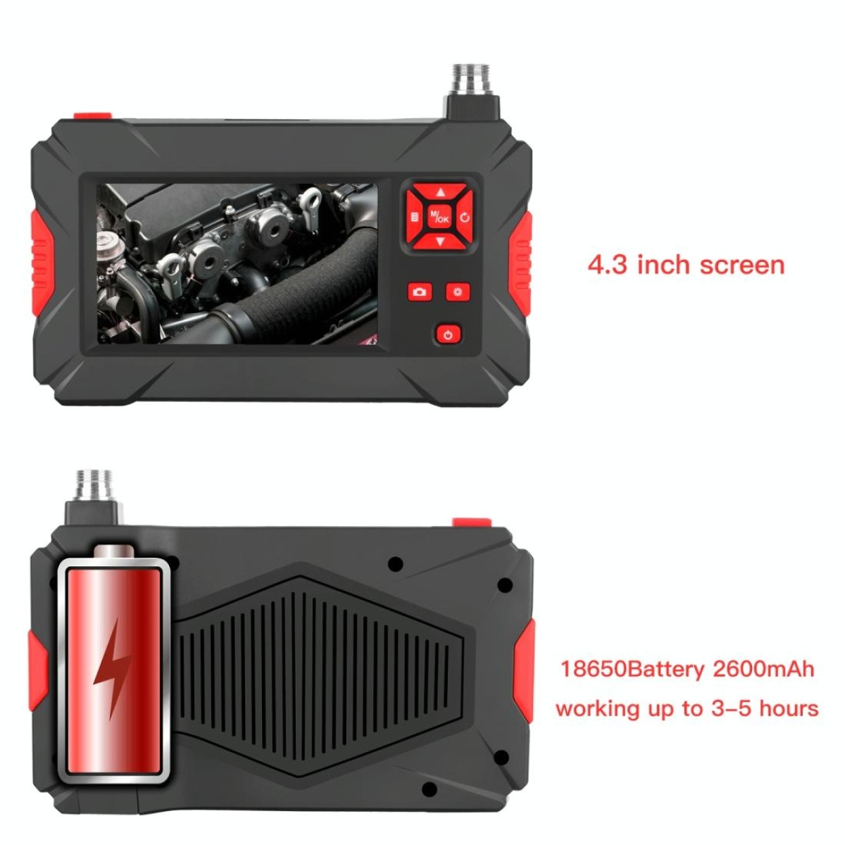 P30 8mm 1080P IP68 Waterproof 4.3 inch Screen Dual Camera Digital Endoscope, Length:10m Hard Cable(Black)