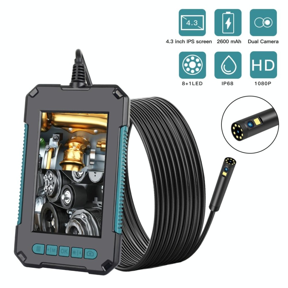 P40 8mm 1080P IP68 Waterproof 4.3 inch Highlight Screen Dual Camera Digital Endoscope, Length:2m Hard Cable