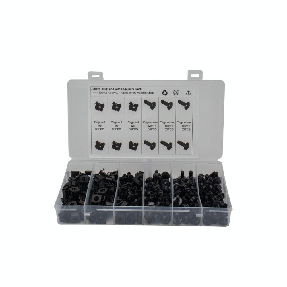 100 PCS Cage Nuts and Screw Cage Nuts M5 + Rack Screws M5x16
