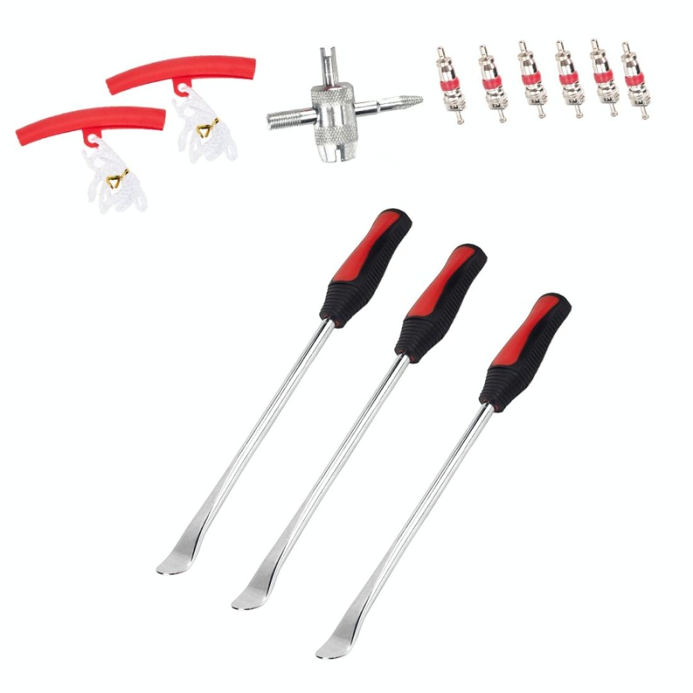 12 in 1 Car / Motorcycle Tire Repair Tool Spoon Tire Spoons Lever Tire Changing Tools with Red Tyre Protector