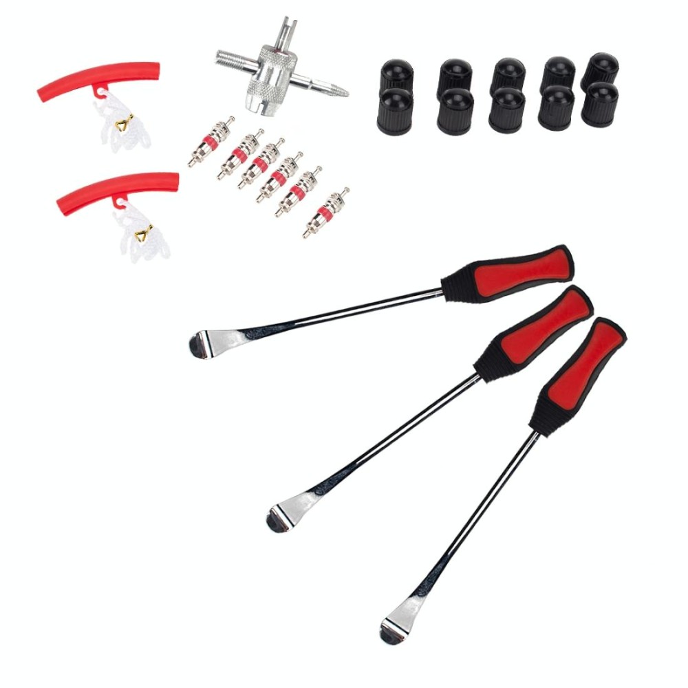 22 in 1 Car / Motorcycle Tire Repair Tool Spoon Tire Spoons Lever Tire Changing Tools with Red Tyre Protector