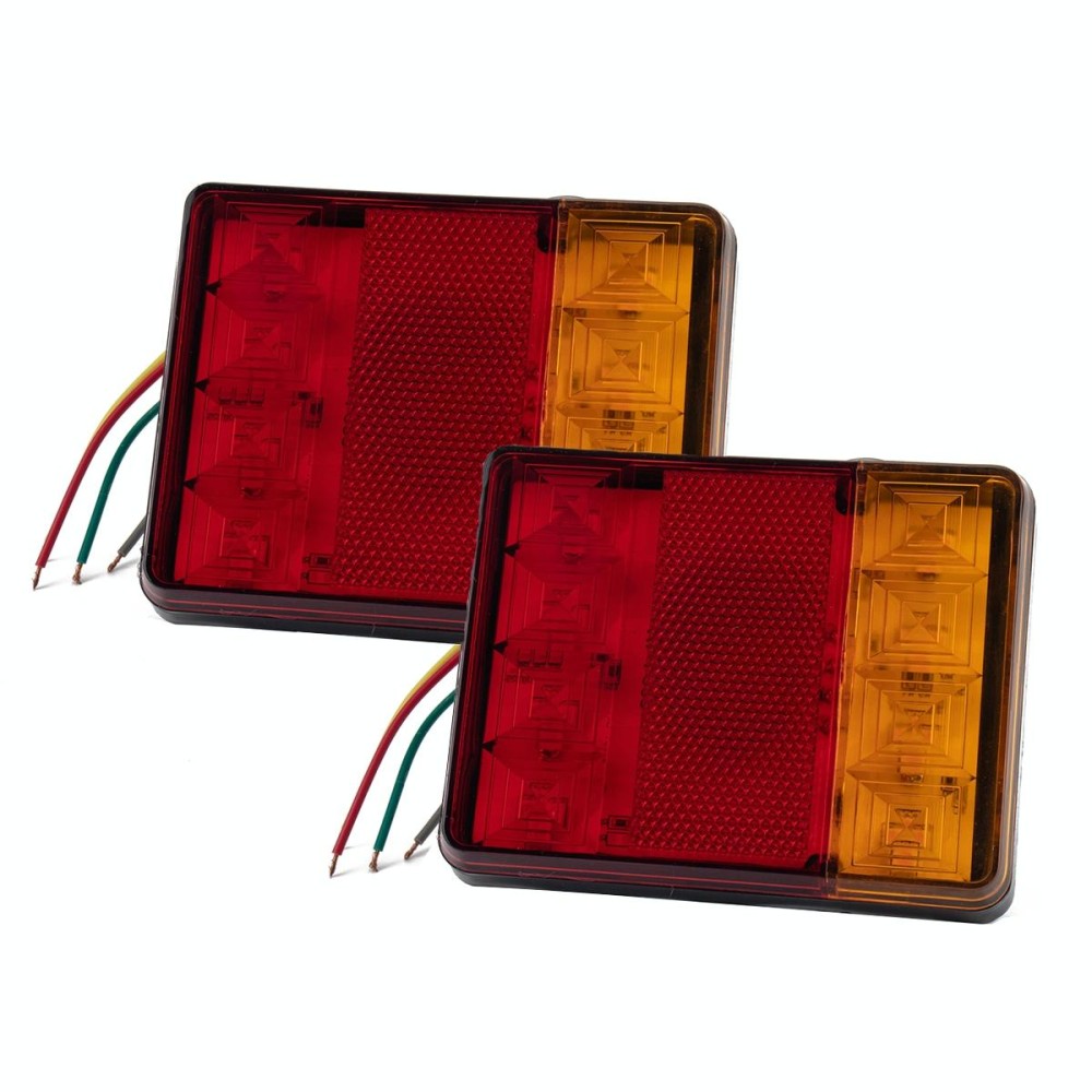 2 PCS Trailer / Truck D-type Square Shape 8LEDs Tail Light with License Plate Light Set