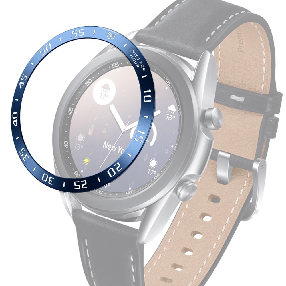 For Samsung Galaxy Watch 3 41mm Smart Watch Steel Bezel Ring, A Version(Blue Ring White Letter)
