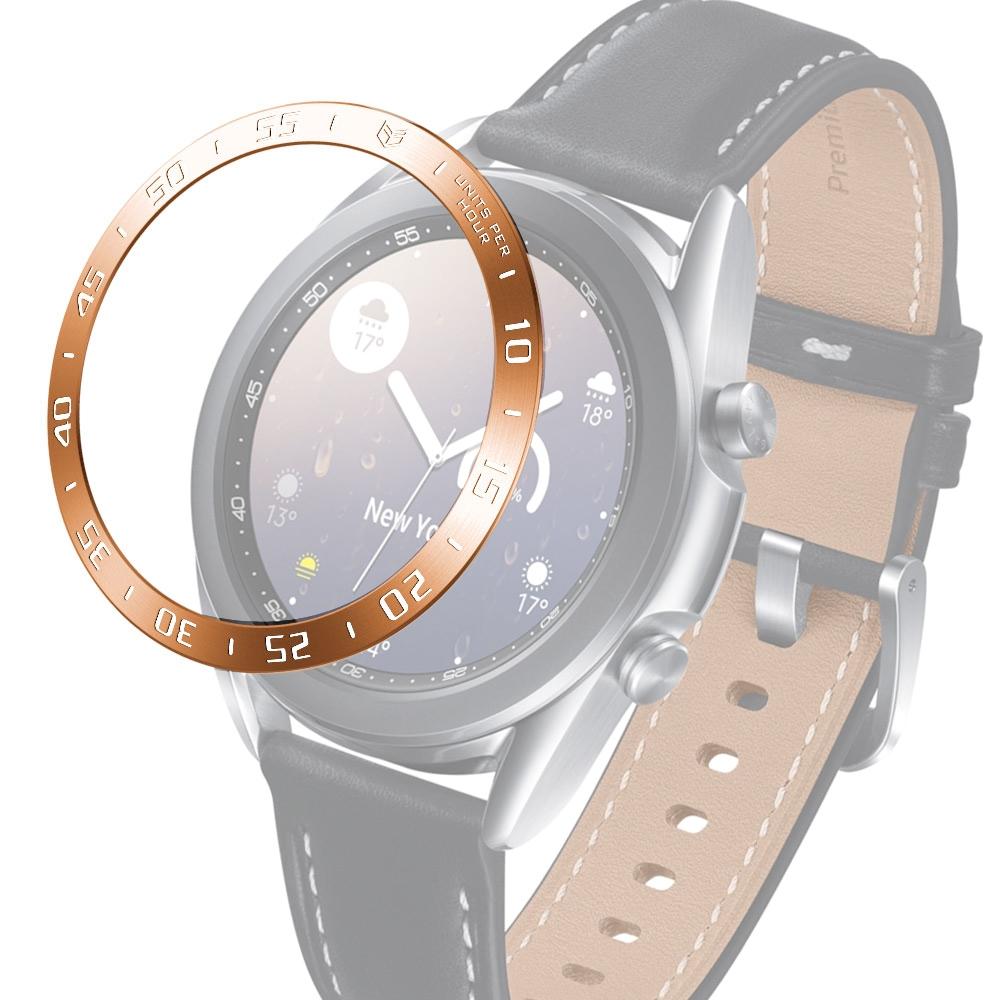 For Samsung Galaxy Watch 3 41mm Smart Watch Steel Bezel Ring, A Version(Rose Gold Ring White Letter)