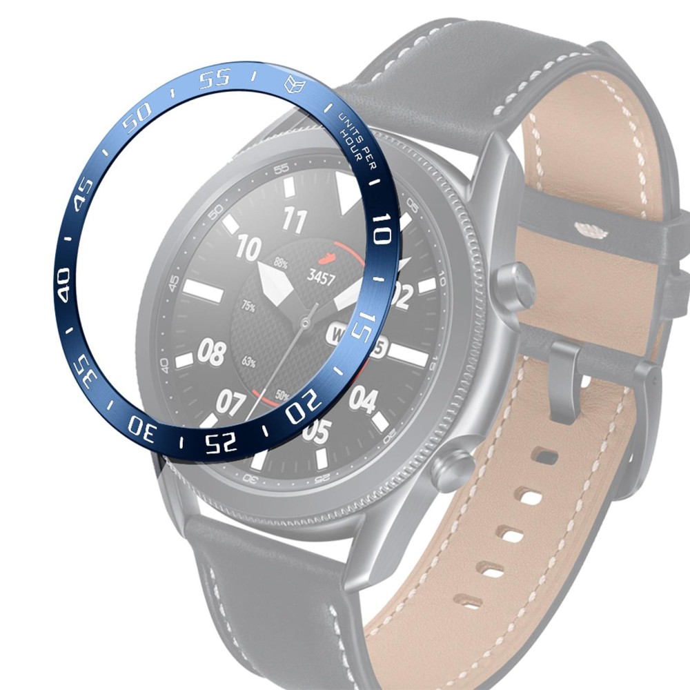 For Samsung Galaxy Watch 3 45mm Smart Watch Steel Bezel Ring, A Version(Blue Ring White Letter)