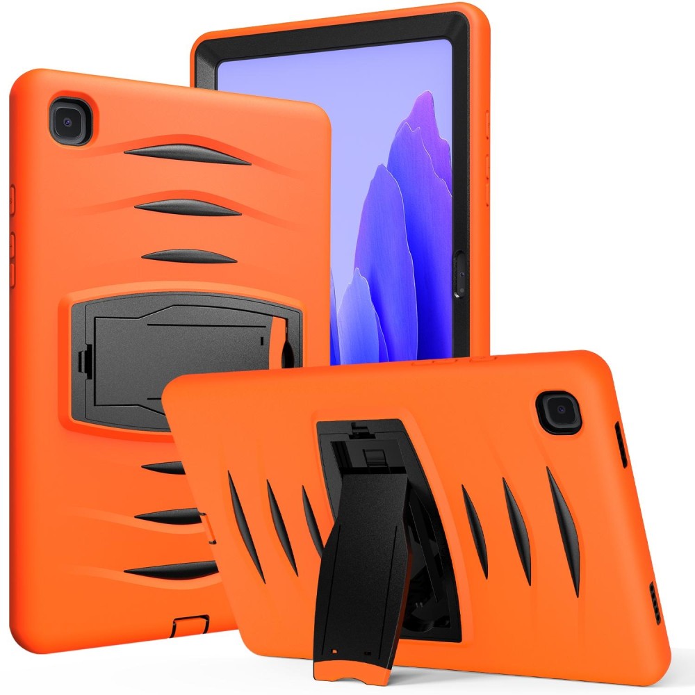 For Samsung Galaxy Tab A7 (2020) T500/T505 Wave Texture Series PC + Silicone Protective Case with Holder(Orange)
