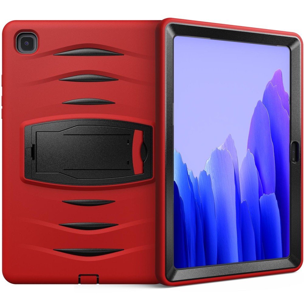 For Samsung Galaxy Tab A7 (2020) T500/T505 Wave Texture Series PC + Silicone Protective Case with Holder(Red)