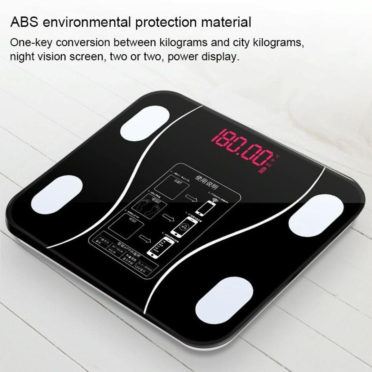 Household Smart Body Fat Electronic Weighing Scale, Battery Version(Black)