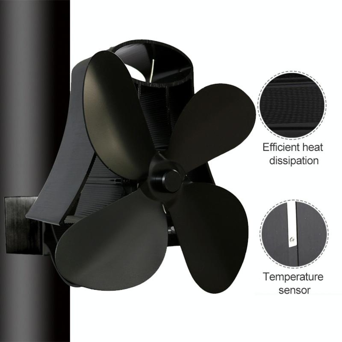 YL-105 4-Blade Aluminum Heat Powered Fireplace Stove Fan(Bronze)