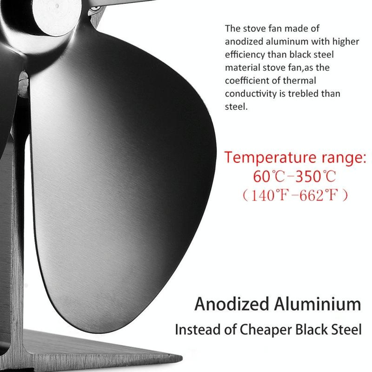 YL-105 4-Blade Aluminum Heat Powered Fireplace Stove Fan(Bronze)