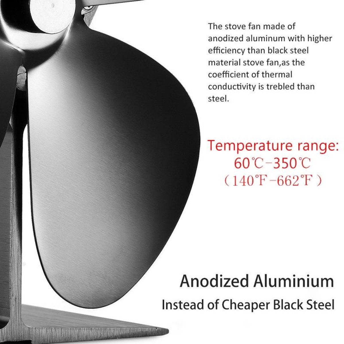 YL-105 4-Blade Aluminum Heat Powered Fireplace Stove Fan(Gold)